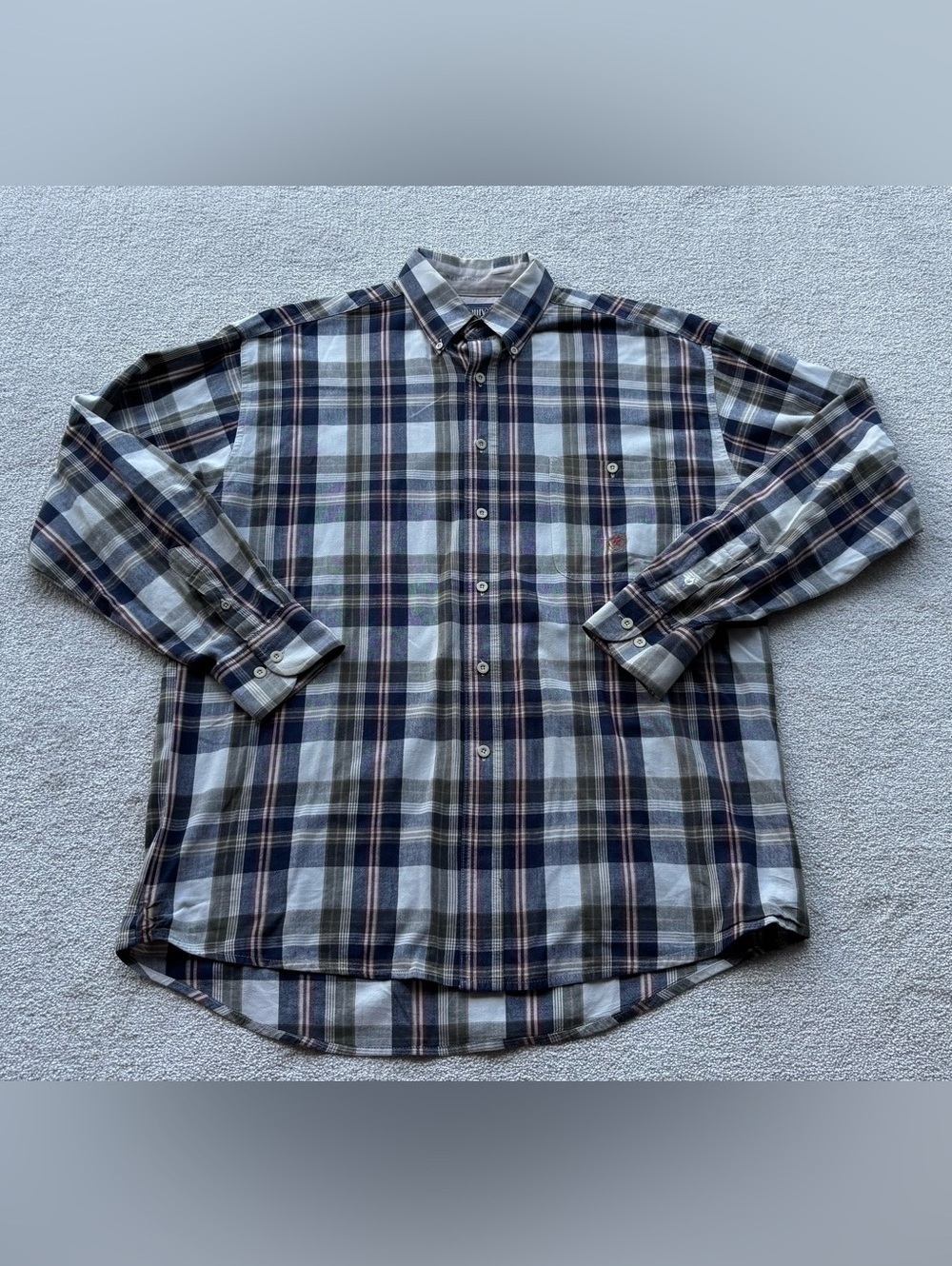 Twenty-X by Wrangler Men’s Plaid Button-Down Shirt in Navy & Gray